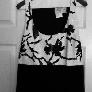 Full length dress with sequenced top