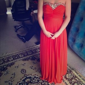 Orange evening dress