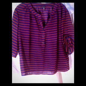 Striped navy and red almost crop