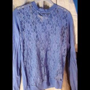 Lavender and kind of blue lace front shirt.