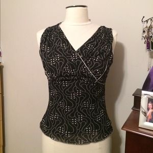 Black and cream mesh top