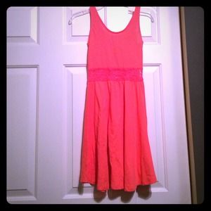 NWOT! Bright pink/coral sundress with lace.