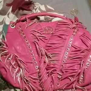 SOLD Hot pink fringe purse