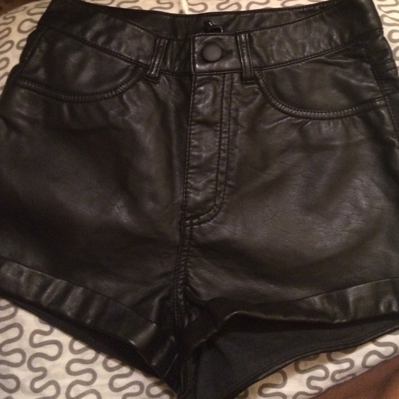 Black high waisted pleather shorts