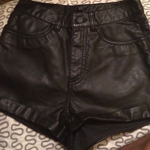 Black high waisted pleather shorts