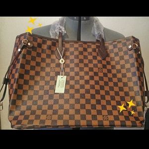 Neverfull GM, Damier Ebene Checkered Tote