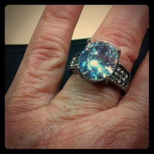 Austrian Crystal oval simulated diamond ring BLING