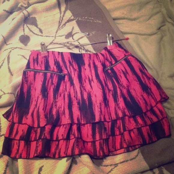Pink and Black Mini Skirt