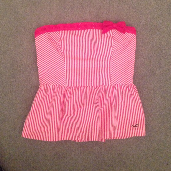 Hollister pink and white shirt