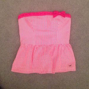 Hollister pink and white shirt