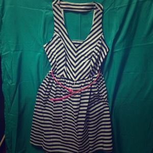 👗PRICE REDUCED!!Navy Blue/White Stripe Mini Dress
