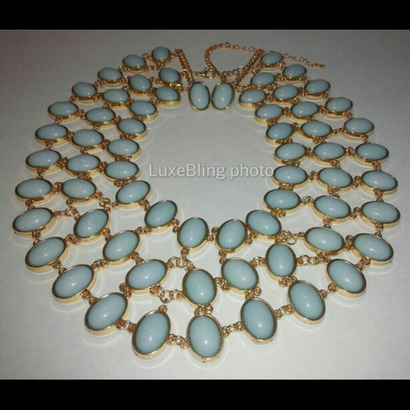 New Lt. Blue 3 tier Necklace Set
