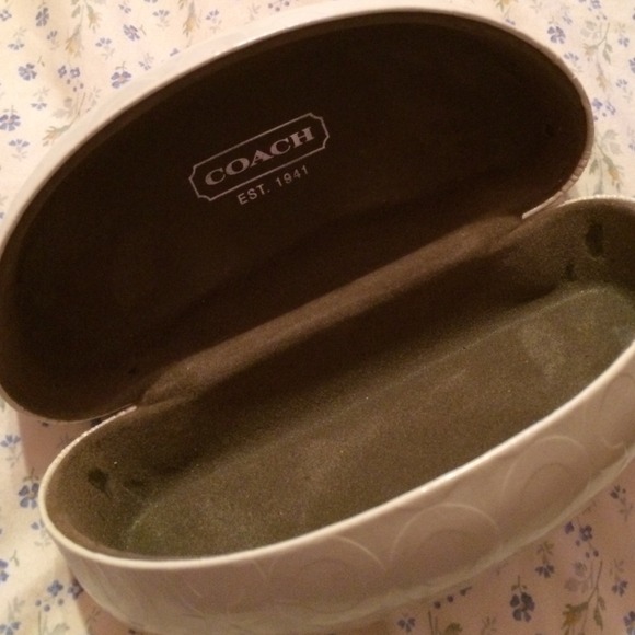 Used white coach sunglasses case