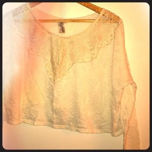 Free People XS Long Sleeve Crochet Crop Top