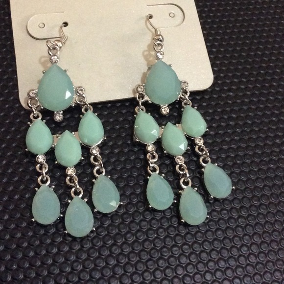 Mint green silver earrings.