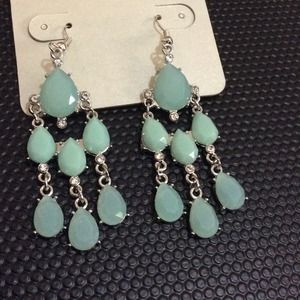 Mint green silver earrings.