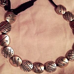 2 Chic Cord Bracelet with Silver Charms