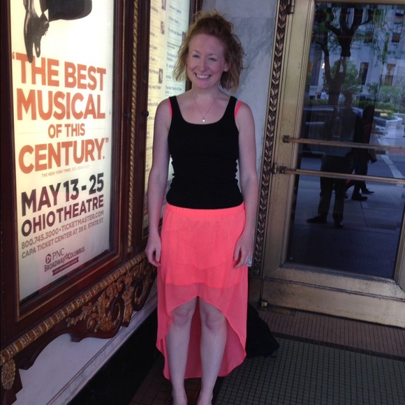 Express neon pink hi lo skirt