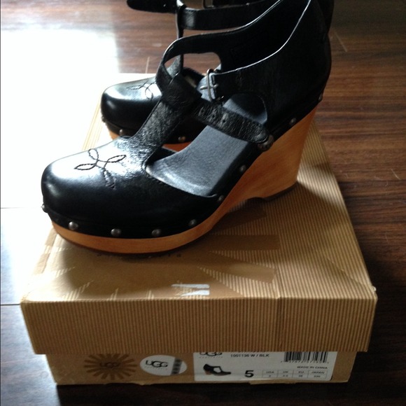 Authentic Ugg black leather Mary Janes.
