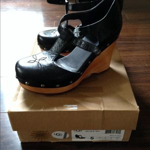 Authentic Ugg black leather Mary Janes.