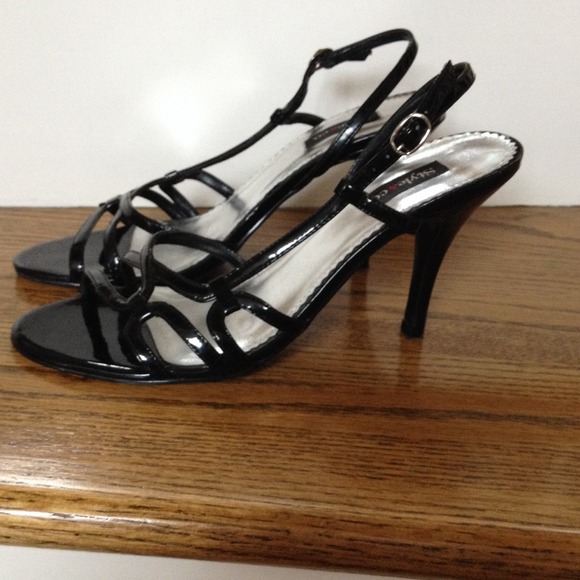 Black Patent Leather Strappy Heels