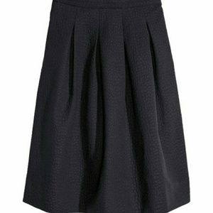 Black Pleated Midi Skirt