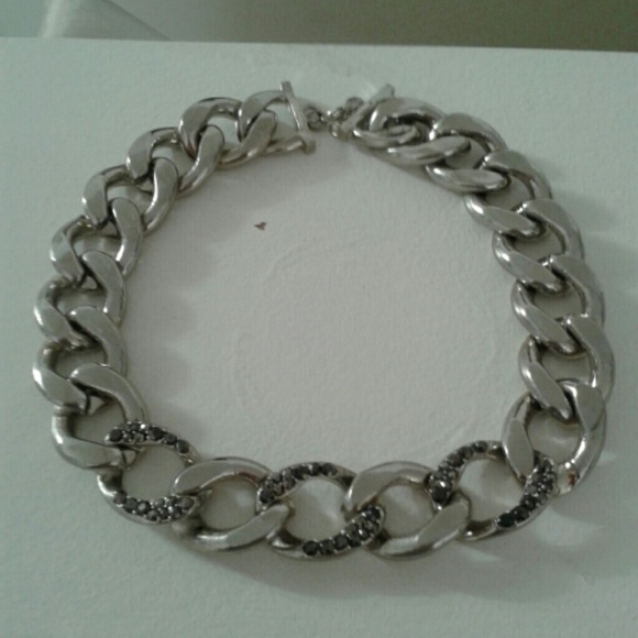 Thick silver link choker style necklace - Picture 1 of 1