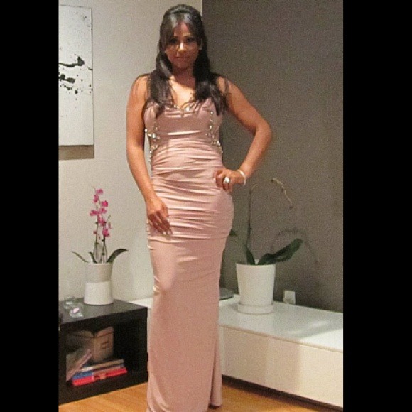 Nude Mignon Open Low Back Prom Dress - Picture 2 of 4