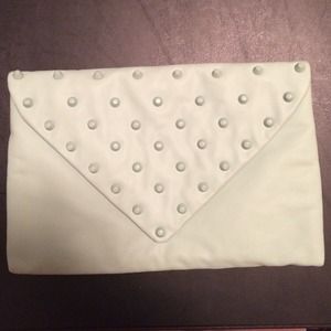 Mint green studded clutch