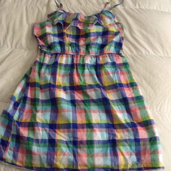Colorful, plaid, cotton summer dress.