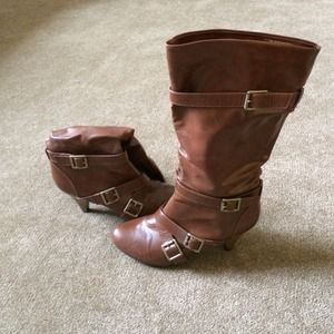 Brown heeled boots