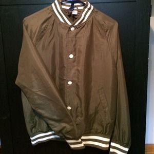 olive green varsity jacket/wind breaker