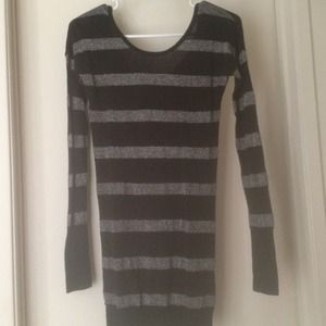 Long black and silver striped sweater