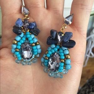 Mixed Blue Beaded Earrings