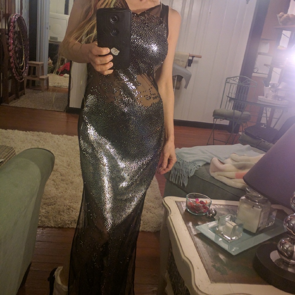 Shiny beaded sheer gown NOW HALF PRICE!