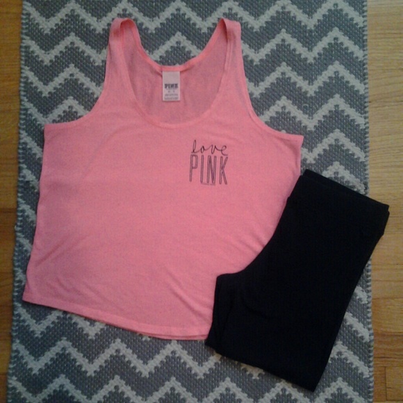 Pink top and pink cropped leggings