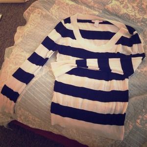 Ultra thin black and white striped sweater