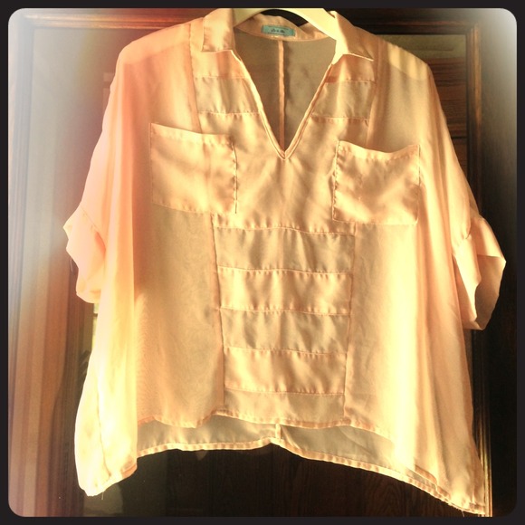 Peach Colored Shear Collared Top