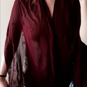 Burgundy chiffon scarf, burgundy & brown scarf
