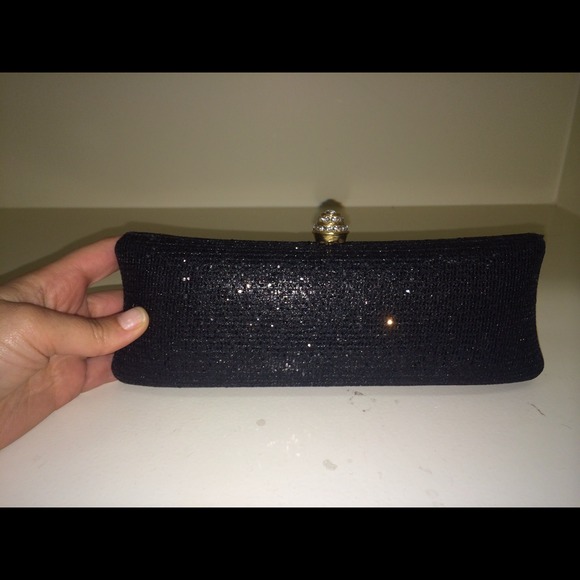 Vintage Clutches & Wallets - Black evening clutch with crystal detailing