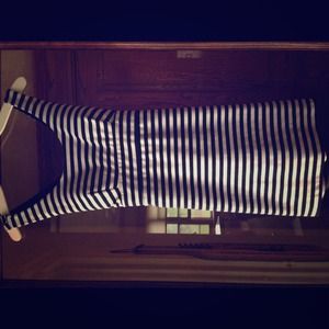 Black&White Striped Criss Cross back dress