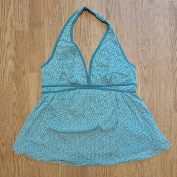 Teal print halter top