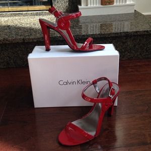 Calvin Klein red patent heels