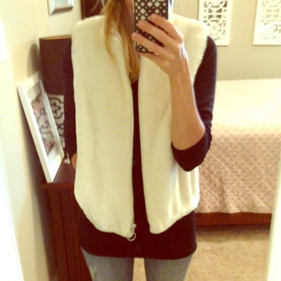 Ann Taylor Jackets & Blazers - BUNDLE w/ hoops Ann Taylor LOFT faux fur vest