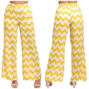 Yellow & White Chevron Palazzo Pants