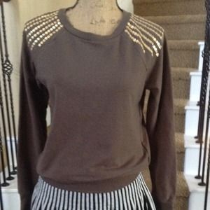 Green military sweater decor shoulder  forever 21