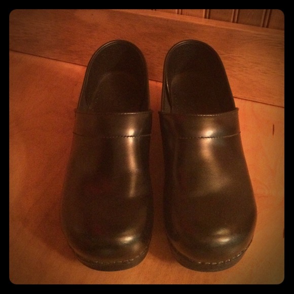 Black Leather Dansko Clogs