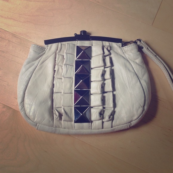 Leather studded nude wristlet!