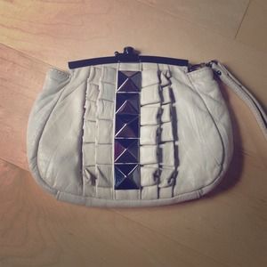 Leather studded nude wristlet!