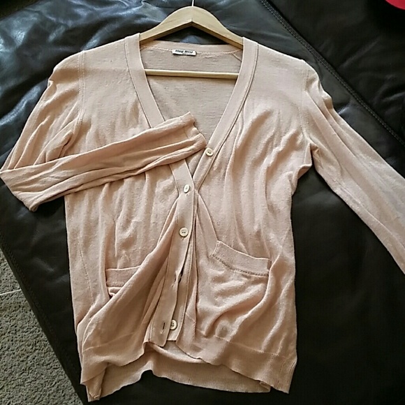 Authentic miumiu pink beige cardigan size 38